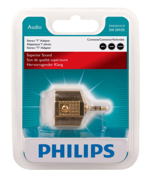 adaptateur double jack femelle vers jack mâle doré pour avion philips swa3031s en boite