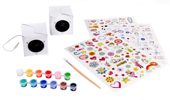 Speakers audio stéréo customisables pour fille avec peinture et stickers