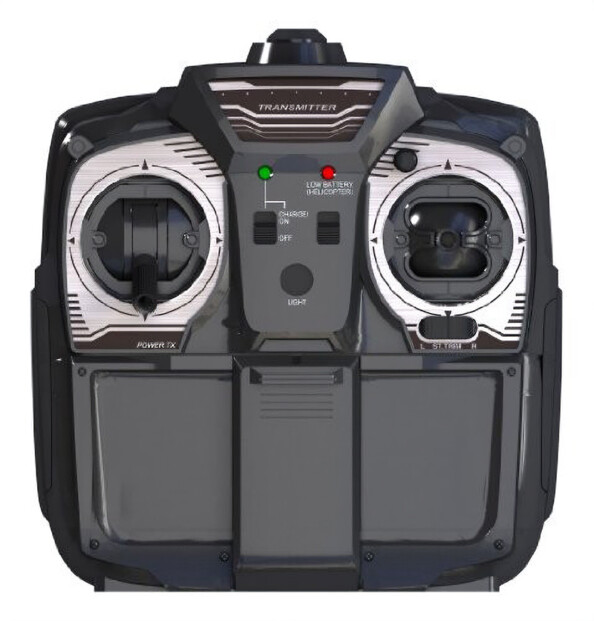 Télécommande radio 2,4 GHz à canaux de contrôle avec chargeur de batterie intégré, voyant lumineux de contrôle et alimentation par 8 piles AA