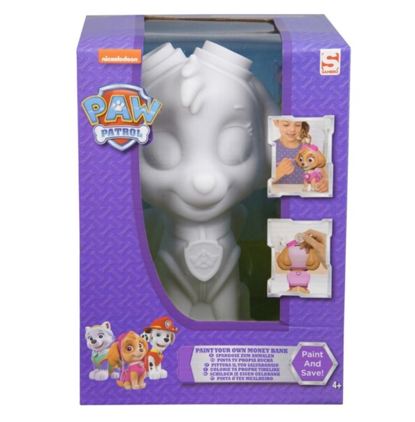 Emballage de la tirelire à peindre Paw Patrol Skye.