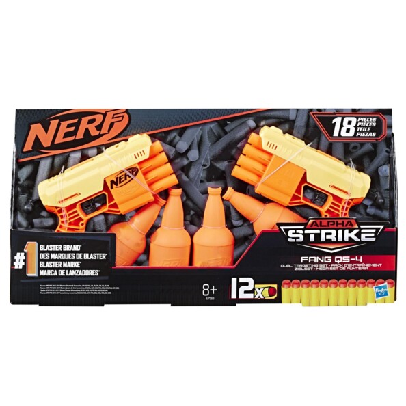 Pack de 2 Nerf Alpha Strike Fang QS-4 avec 12 munitions et 4 cibles.
