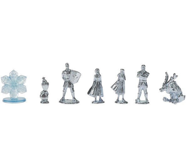 Les six pions personnalisés du Monopoly version "La Reine des Neiges 2".