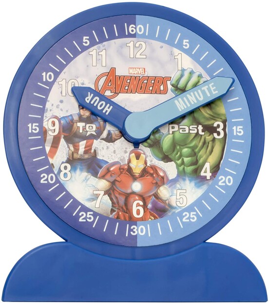 Horloge de démonstration Marvel Avengers pour apprendre l'heure.