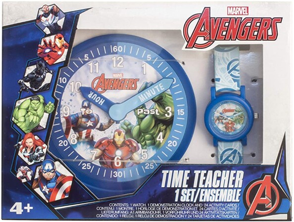 Pack Marvel Avengers "Time Teacher" avec montre analogique pour enfant.