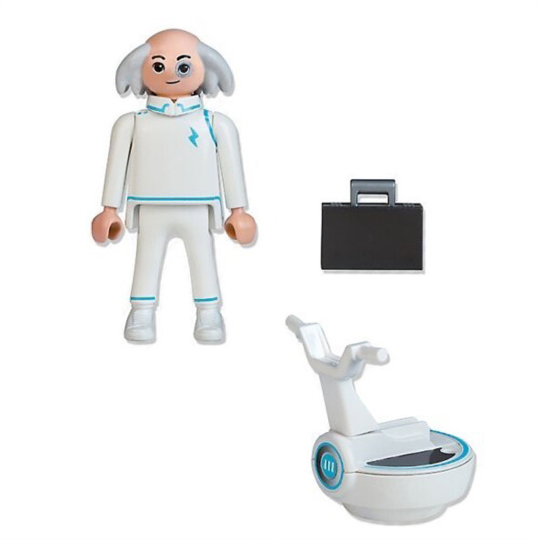 Figurine Playmobil Docteur X avec aéronef et mallette.