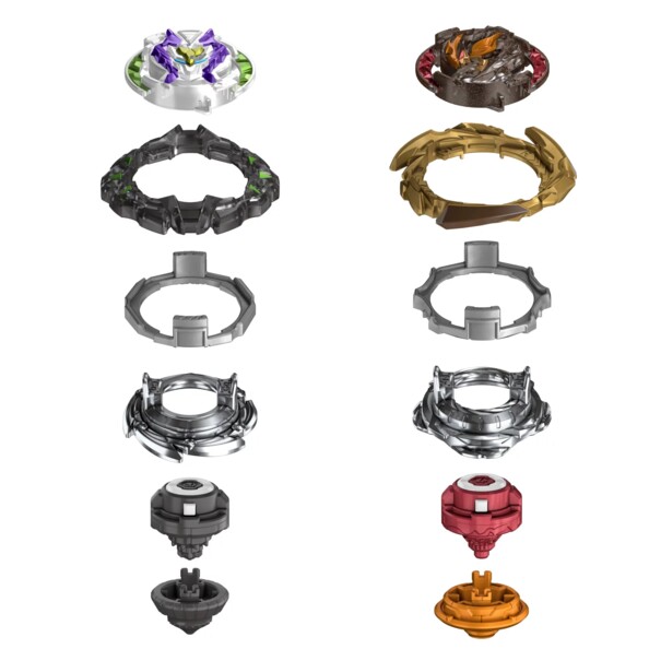 Décomposition toupies Beyblade Burst Quaddrive Ifritor I7 et Nemesis N7