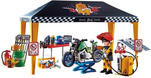 Atelier de réparation mécanique Stuntshow pour moto Playmobil