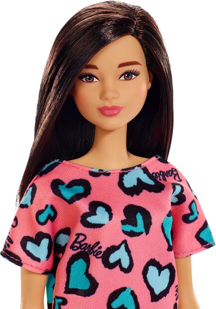 Barbie Chic Robe Orange - Poupée Mannequin avec vêtemet motif coeur