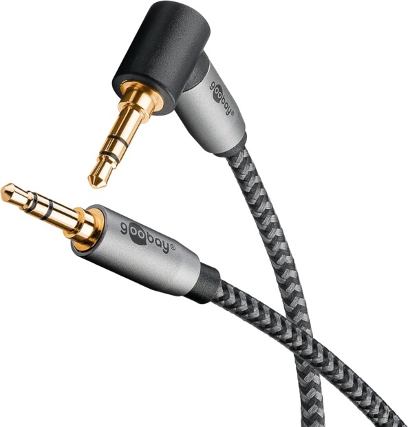 Câble de connexion audio stéréo jack vers jack coudé 1 m de la marque Goobay