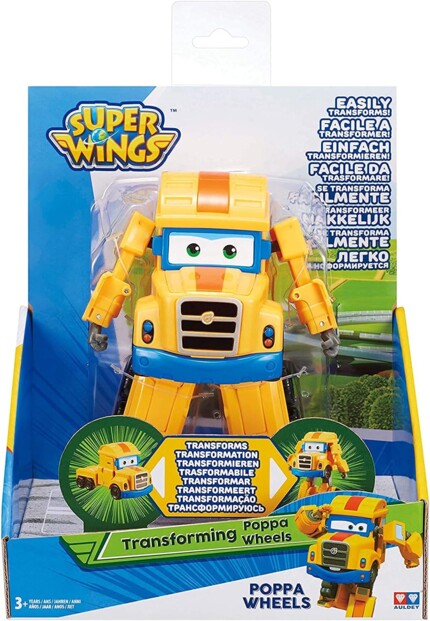 Figurine robot transformable Poppa Wheel de l'univers Super Wings