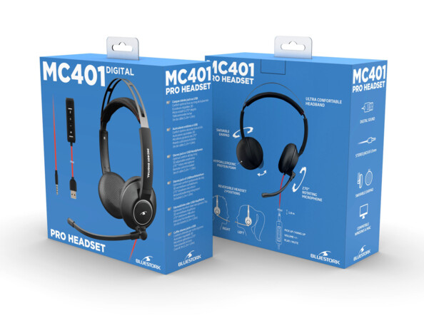 Packaging du Casque Micro PC Filaire USB/3,5 mm Ultra Confort, Contrôle du Volume - Casque Professionnel Léger Idéal Télétravail