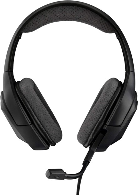 Micro-casque gamer filaire coloris noir avec arceau de tête et oreillettes rembourrés et microphone orientable