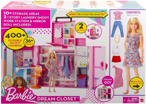Poupée Barbie avec son dressing grand format par Mattel