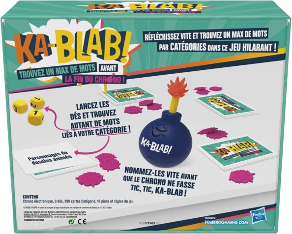 Dos boîte de Ka-Blab! jeu d'ambiance Hasbro F2562