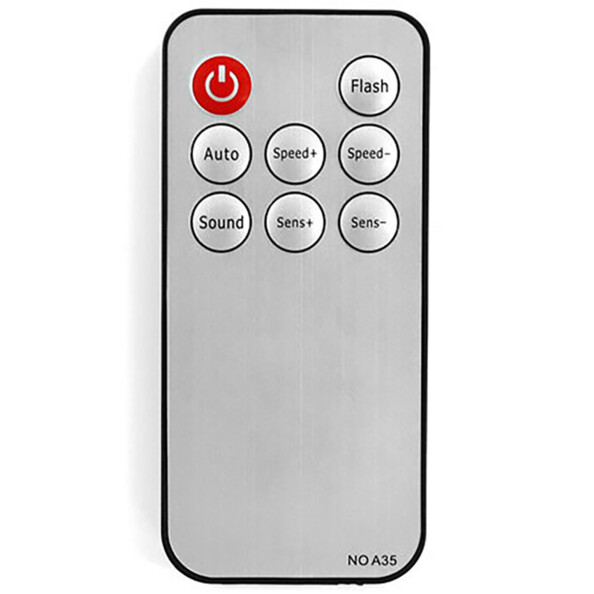 Télécommande plate rectangulaire coloris gris alimentée par pile bouton CR2025 avec 8 boutons de commandes