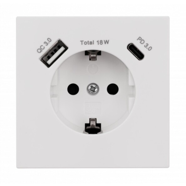 Prise encastrable avec port USB A et port USB C 