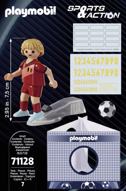 Dos de l'emballage Playmobil 71128 joueur de football