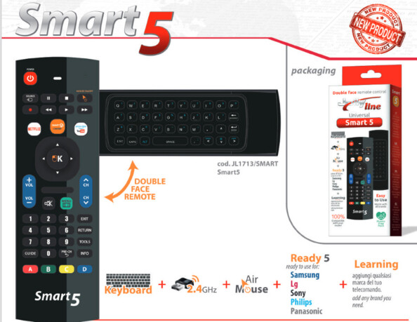 Télécommande universelle smart 5 prête à l'emploi pour les marques samsung, lg, sony, philips et panasonic