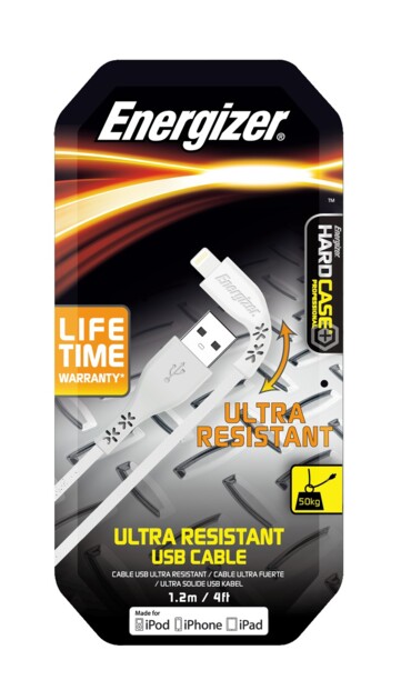 packaging du Câble USB-A vers Lightning renforcé - 1,2 m Energizer