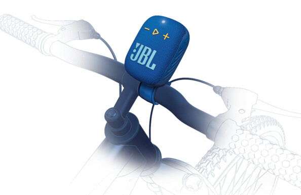 JBL Wind 3S sur un guidon de vélo