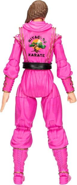 Vue arrière de la figurine collector Cobra Kai x Power Rangers en tenue de karatéka Samantha Lawrence