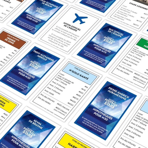 Cartes de titres de propriété de Monopoly World Football