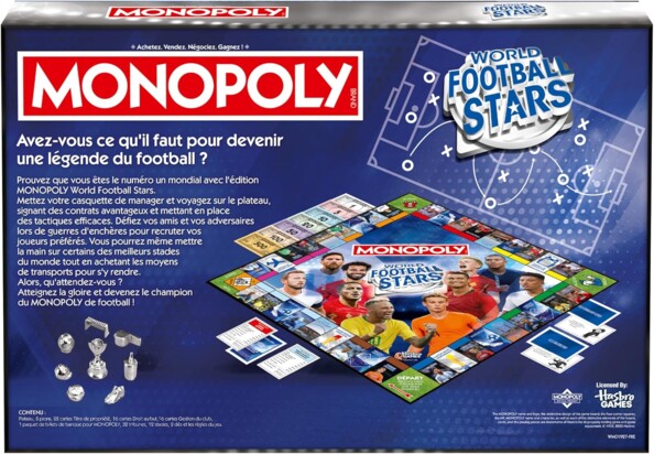 Jeu de société Monopoly avec joueurs célèbres et des stades emblématiques