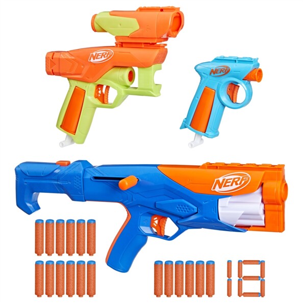 Pack 3 blasters Nerf N Series Gear Up avec 18 fléchettes N1