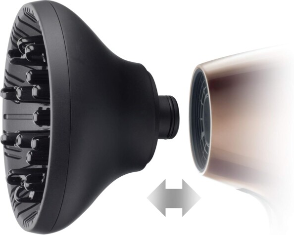 Mise en place diffuseur sur sèche-cheveux D7777 avec push-lock