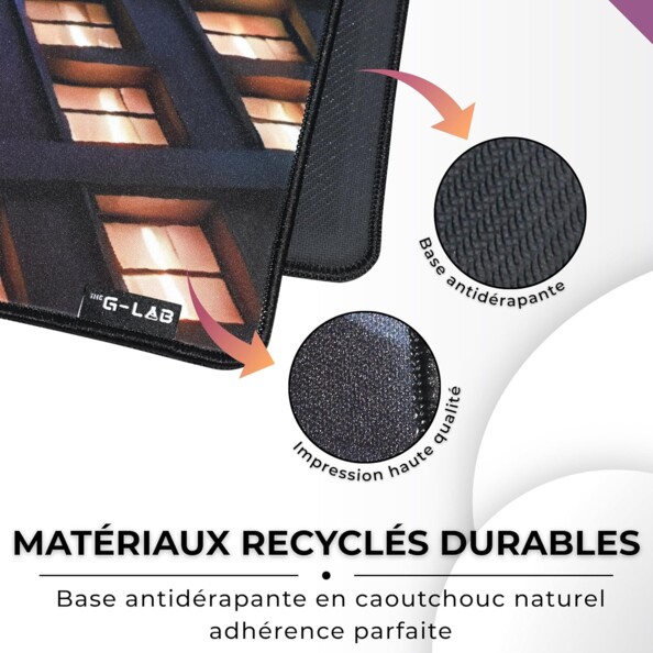 Tapis gamer The G-Lab avec base antidérapante et impression haute qualité recyclée