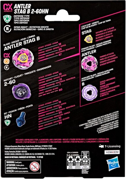 Toupie Beyblade X Antler Stag B 2-60HN avec lanceur