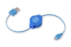 Câble USB vers Micro-USB rétractable - 1 m - Bleu