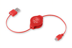Câble USB vers Micro-USB rétractable - 1 m - Rouge