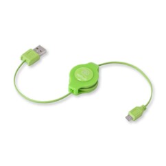 Câble USB vers Micro-USB rétractable - 1 m - Vert