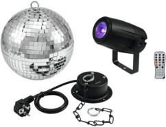 Pack Eurolite avec boule à facette et spot LED RVBB.