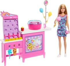 Coffret poupée Barbie avec kiosque et stand de barbe à papa