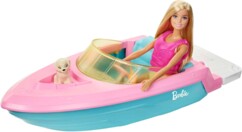 Poupée Barbie avec son bateau et son chiot