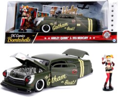 Voiture miniature Mercury 1951 avec figurine Harley Quinn