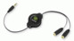 splitter audio jack male vers double jack femelle cable retractable 1m retrak