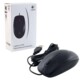 Souris filaire B100 Logitech avec câble USB-A 1,8 m enroulé sur lui-même avec emballage cartonné du produit à côté de la souris