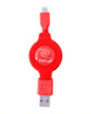 Câble USB vers Micro-USB rétractable rouge.