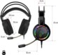 Casque stéréo gaming PRO-H7 avec rétroéclairage LED RVB et dimensions des différents éléments le constituant annotées sur un schéma