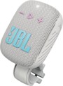 Enceinte bluetooth JBL Wind 3S grise en tissu avec logo cyan, boutons roses et clip de fixation